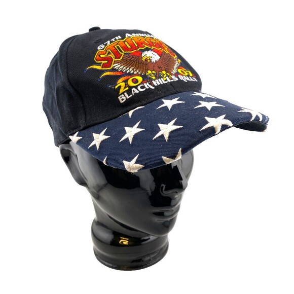 2007 Sturgis Black Hills Rally Hat Cap Strapback Biker USA Flag Patriotic Eagle - Picture 2 of 8